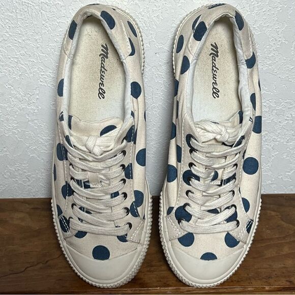 Madewell Sidewalk Low-Top White Blue Sneakers in Polka Dot 6.5M - Picture 9 of 11